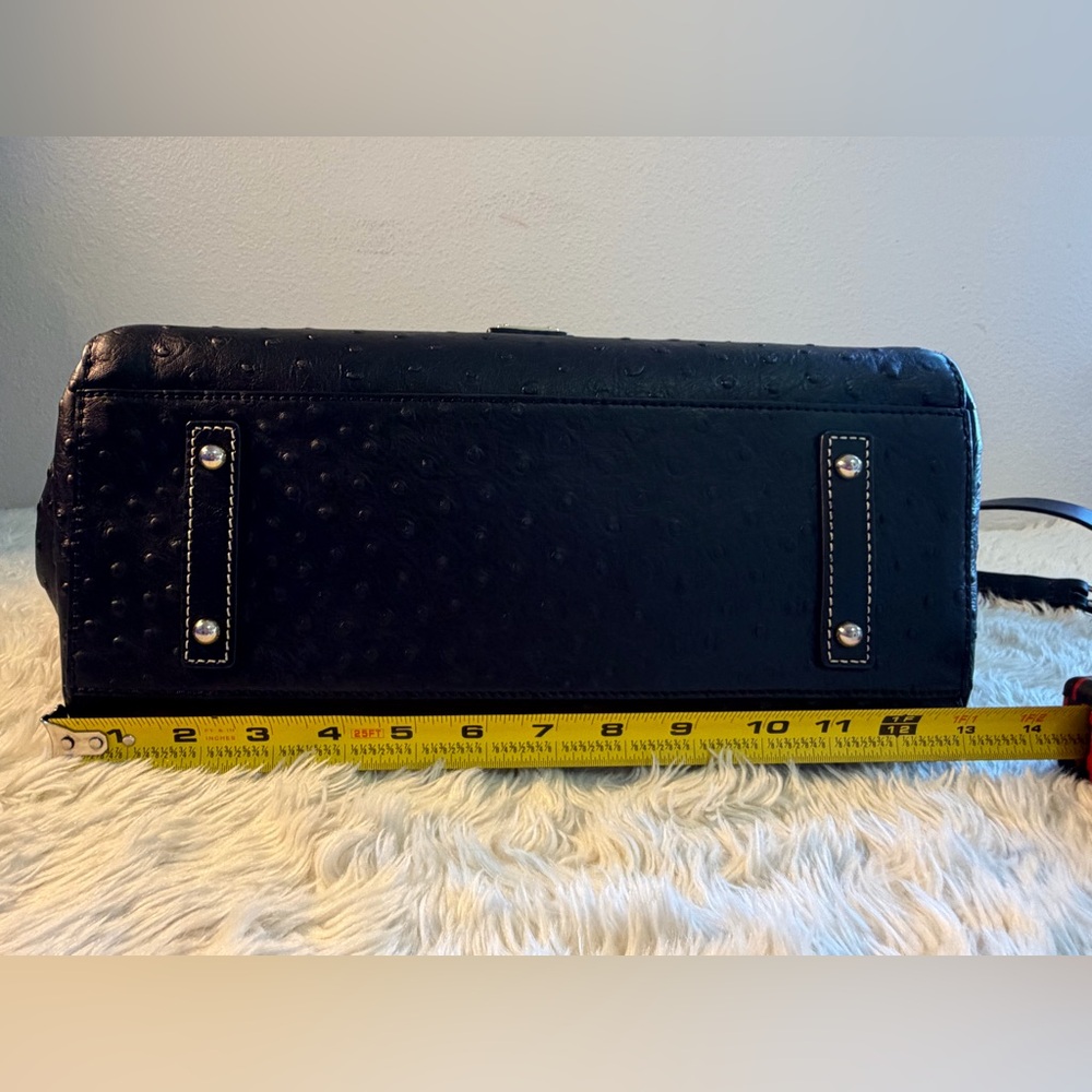 Dooney & Bourke Black Ostrich texture Leather Handbag - Picture 3 of 15
